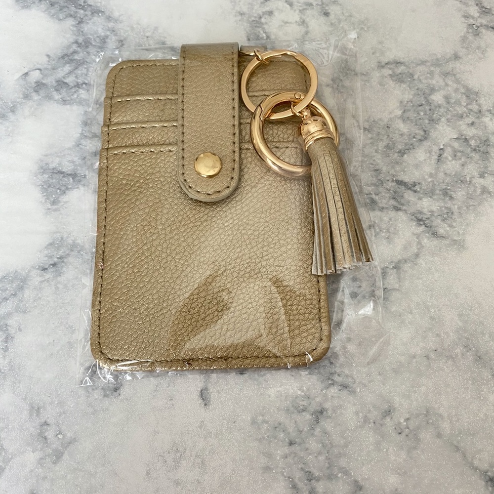 Faux Leather Credit Card Clutch  Champagne NEW - Picture 4 of 4